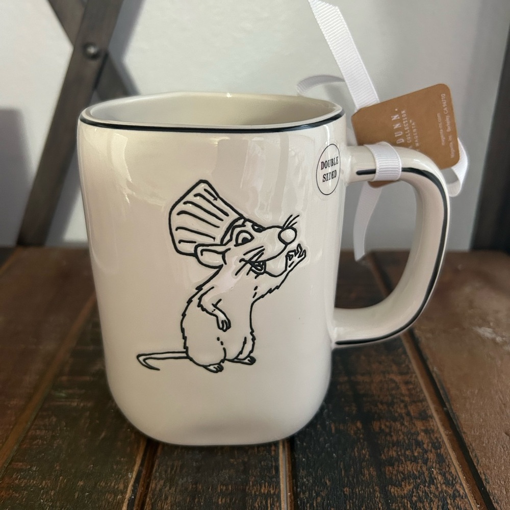 Rae Dunn Disney Ratatouille Remy CHEF’S KISS Mug Black And White Design NEW